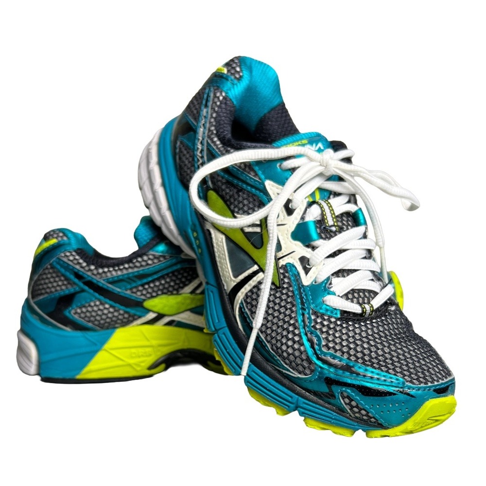 2010s Brooks Ravenna 4 Women's 7 M Running Shoes Metallic Teal Yellow Y2K